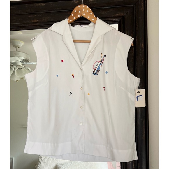 Vintage Tops - Vintage Charlottes Hand Embroidered Golf Collared Top